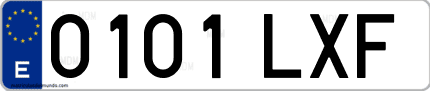 Ejemplo de matrícula de coche ordinaria 0101 LXF
