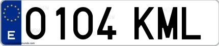 Ejemplo de matrícula española 0104 KML