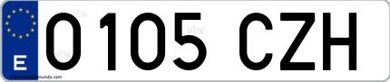 Ejemplo de matrícula española 0105 CZH