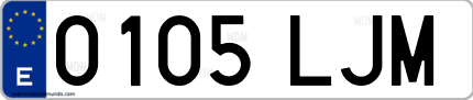 Ejemplo de matrícula de coche ordinaria 0105 LJM