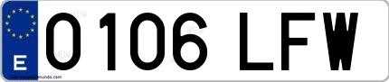 Ejemplo de matrícula española 0106 LFW