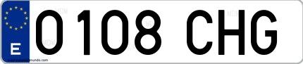 Ejemplo de matrícula española 0108 CHG