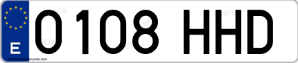 Ejemplo de matrícula de coche ordinaria 0108 HHD
