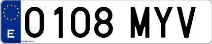 Ejemplo de matrícula española 0108 MYV