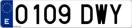 Ejemplo de matrícula de coche ordinaria 0109 DWY
