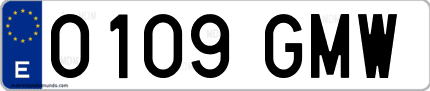 Ejemplo de matrícula de coche ordinaria 0109 GMW