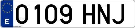 Ejemplo de matrícula española 0109 HNJ