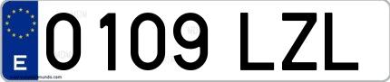 Ejemplo de matrícula española 0109 LZL