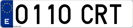 Ejemplo de matrícula de coche ordinaria 0110 CRT