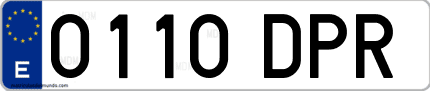 Ejemplo de matrícula de coche ordinaria 0110 DPR