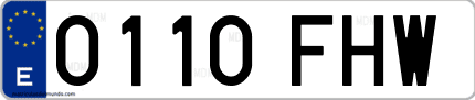 Ejemplo de matrícula de coche ordinaria 0110 FHW