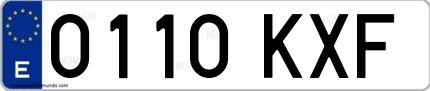 Ejemplo de matrícula española 0110 KXF