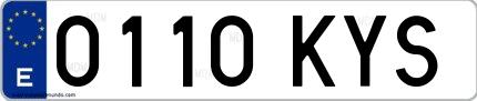 Ejemplo de matrícula española 0110 KYS