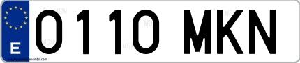 Ejemplo de matrícula española 0110 MKN