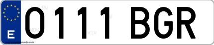 Ejemplo de matrícula española 0111 BGR
