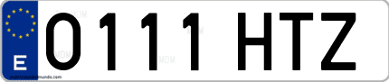 Ejemplo de matrícula de coche ordinaria 0111 HTZ