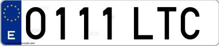 Ejemplo de matrícula española 0111 LTC