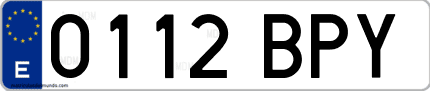 Ejemplo de matrícula de coche ordinaria 0112 BPY