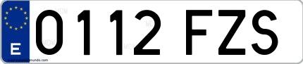 Ejemplo de matrícula española 0112 FZS