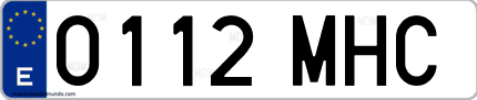 Ejemplo de matrícula de coche ordinaria 0112 MHC