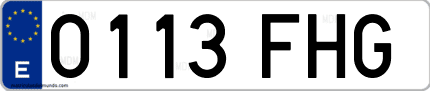 Ejemplo de matrícula de coche ordinaria 0113 FHG