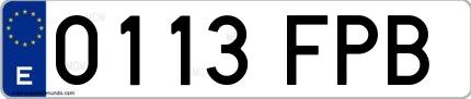 Ejemplo de matrícula española 0113 FPB