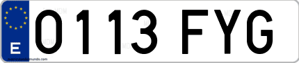 Ejemplo de matrícula de coche ordinaria 0113 FYG