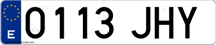 Ejemplo de matrícula de coche ordinaria 0113 JHY