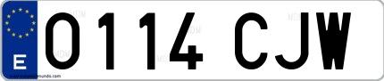 Ejemplo de matrícula española 0114 CJW