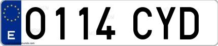 Ejemplo de matrícula española 0114 CYD