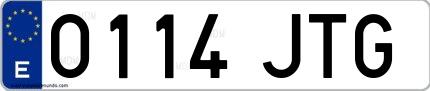 Ejemplo de matrícula española 0114 JTG