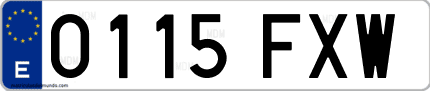 Ejemplo de matrícula de coche ordinaria 0115 FXW