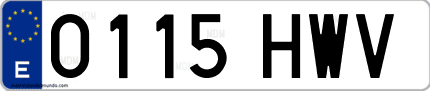 Ejemplo de matrícula de coche ordinaria 0115 HWV