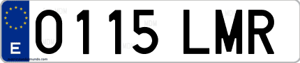 Ejemplo de matrícula de coche ordinaria 0115 LMR