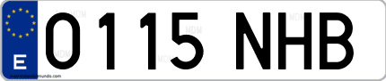 Ejemplo de matrícula de coche ordinaria 0115 NHB