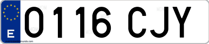Ejemplo de matrícula de coche ordinaria 0116 CJY