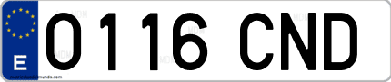 Ejemplo de matrícula de coche ordinaria 0116 CND