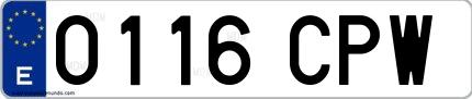 Ejemplo de matrícula española 0116 CPW