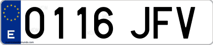 Ejemplo de matrícula de coche ordinaria 0116 JFV