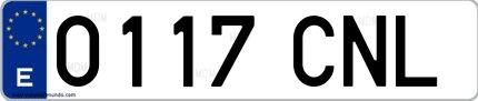 Ejemplo de matrícula española 0117 CNL
