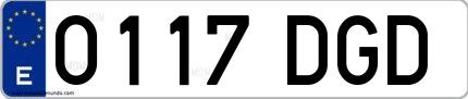 Ejemplo de matrícula española 0117 DGD