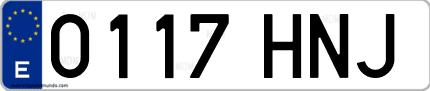 Ejemplo de matrícula de coche ordinaria 0117 HNJ
