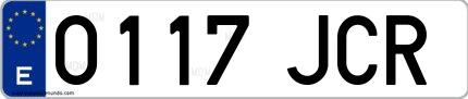 Ejemplo de matrícula española 0117 JCR