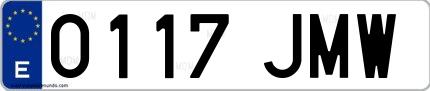Ejemplo de matrícula española 0117 JMW