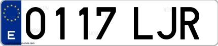 Ejemplo de matrícula española 0117 LJR