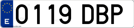 Ejemplo de matrícula de coche ordinaria 0119 DBP