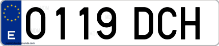 Ejemplo de matrícula de coche ordinaria 0119 DCH