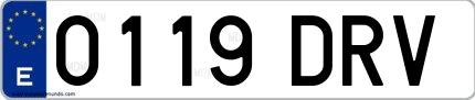 Ejemplo de matrícula española 0119 DRV