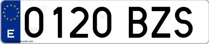 Ejemplo de matrícula española 0120 BZS