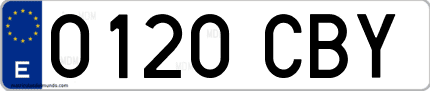 Ejemplo de matrícula de coche ordinaria 0120 CBY